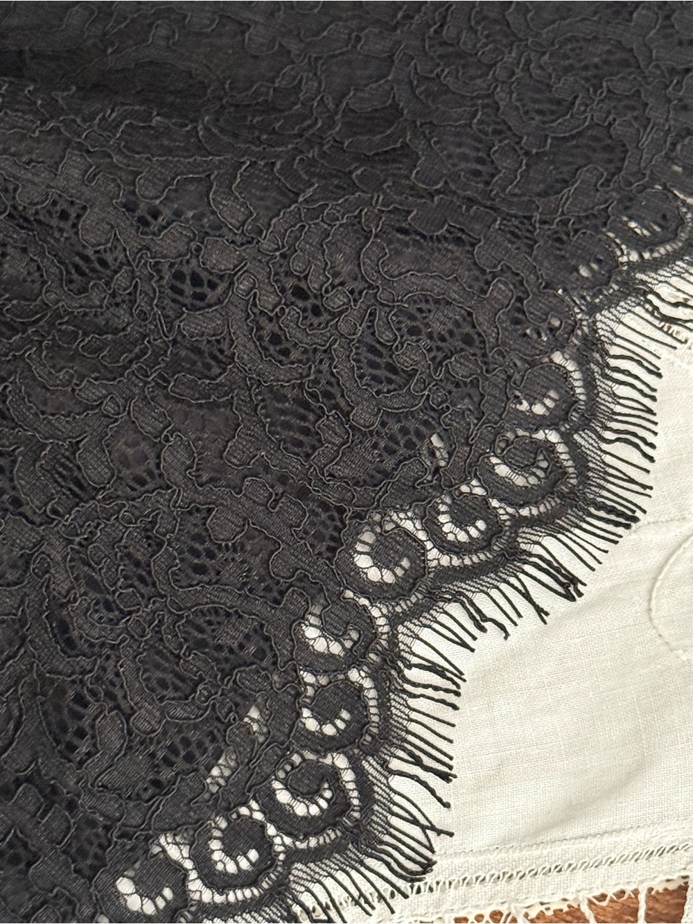 NWT LOFT Tunic Sweater Womens Large Black Lace Hem 3/4 Sleeve Cotton Knit Trim - Picture 11 of 12